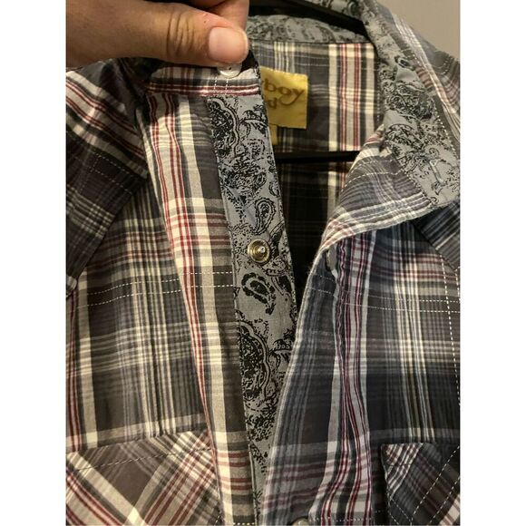 Cowboy Legend Gray/Red Plaid  Button Up Pearl Snap Shirt Size XXL - Picture 4 of 6